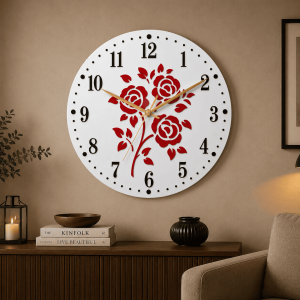 3D Handcrafted Wall Clock (Rose Art)